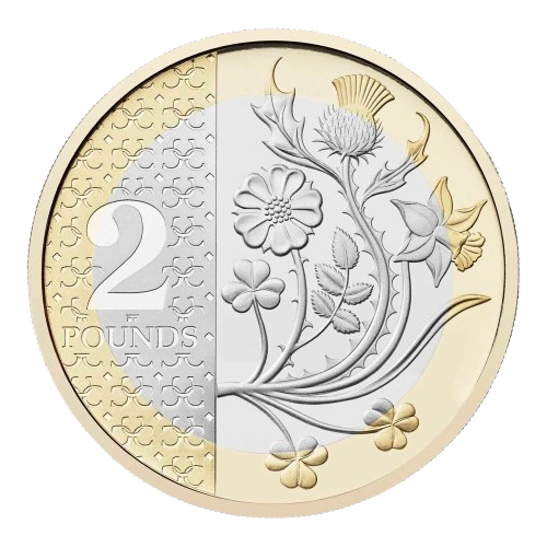 2025 2-pound Flora of the four nations (Rose, Daffodil, Thistle, Shamrock) Reverse