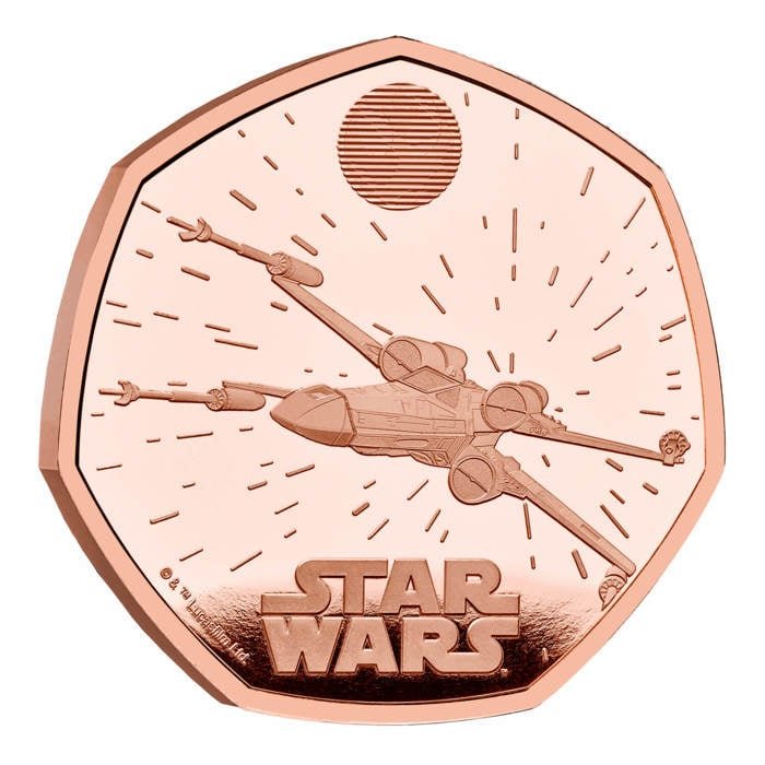 Star Wars X-Wing 2024 UK 50p Gold Proof Coin Star Wars X-Wing 2024 UK 50p Gold Proof Coin