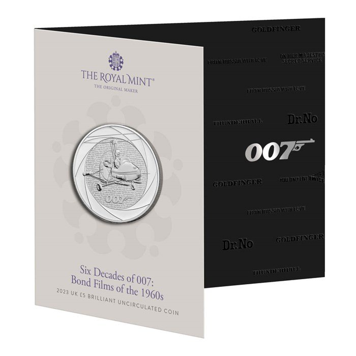 007 Coins 1 Bond Films of the 1960s 2023 UK £5 Brilliant Uncirculated Coin