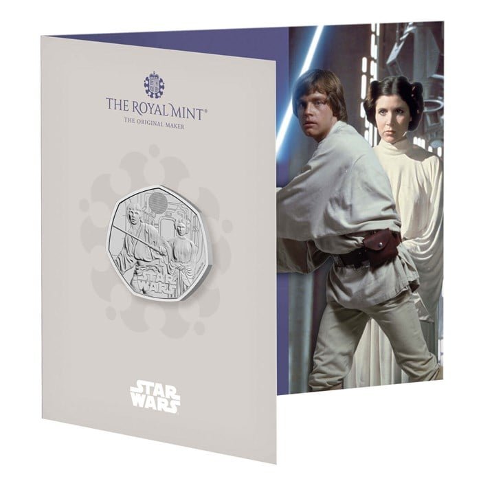 Luke Skywalker and Princess Leia Coins 1 Star Wars Luke Skywalker and Princess Leia 2023 UK 50p Brilliant Uncirculated Coin