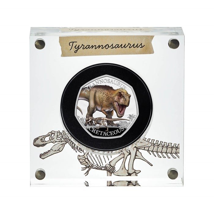 Tyrannosaurus 50p Silver Proof Colour Coin