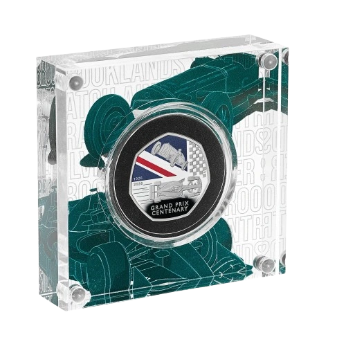 100 Years of the Grand Prix in Britain 2026 UK 50p Silver Proof Colour Coin