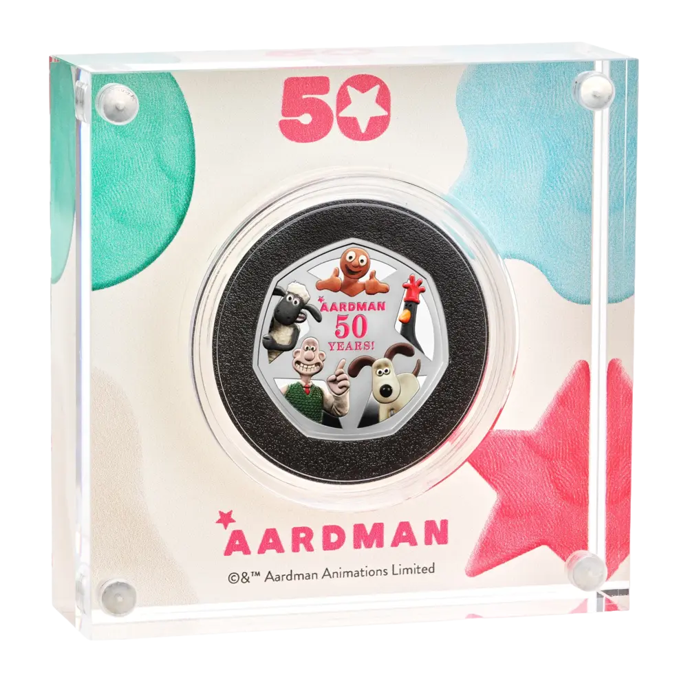 50 Years of Aardman 2026 UK 50p Silver Proof Coin