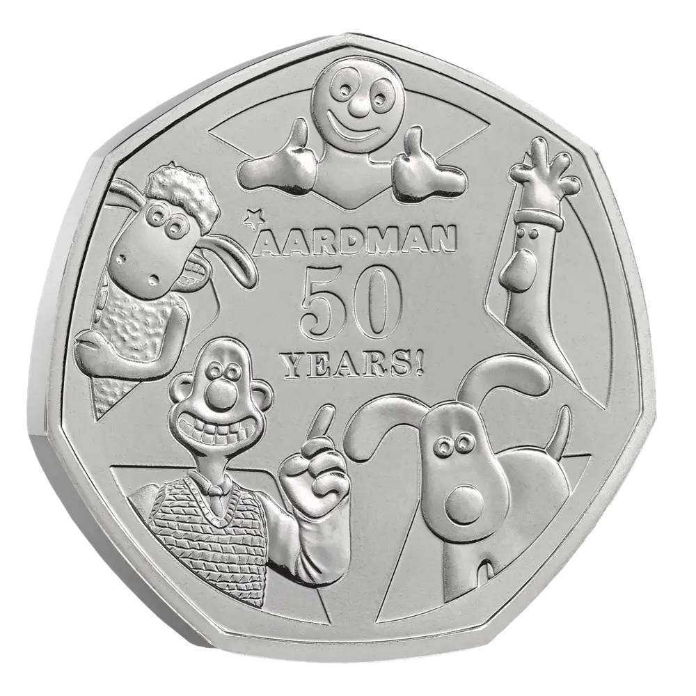 50 Years of Aardman 2026 UK 50p Brilliant Uncirculated Coin