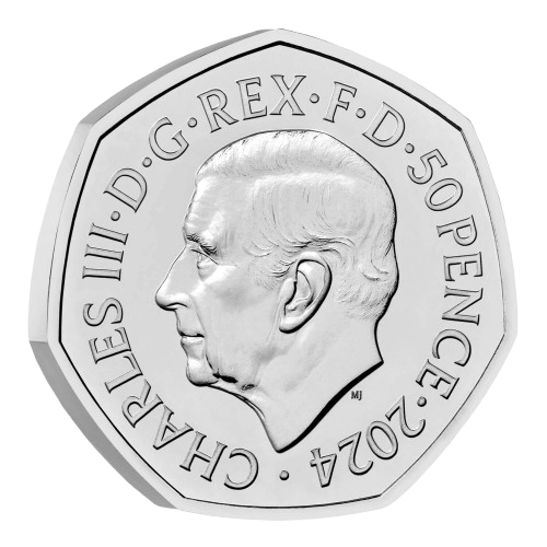 Diplodocus 50p Obverse - 2024 UK 50p Coin Head Side