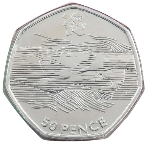 Rare Aquatics 50p Error Coin with lines across face