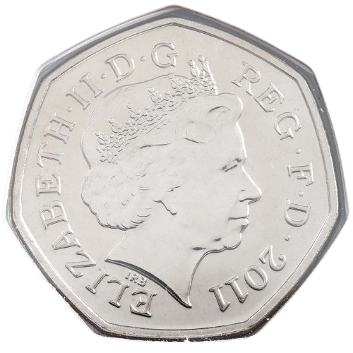 Olympic Handball 50p Obverse - 2011 UK 50p Coin Head Side