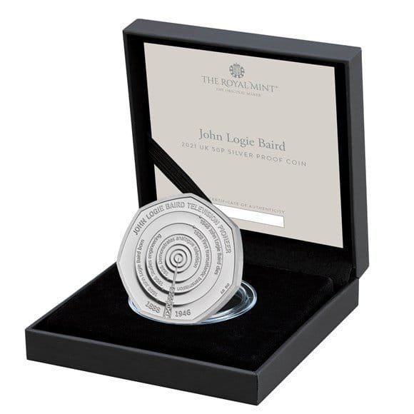 John Logie Baird 50p Silver Proof Coin John Logie Baird 50p Silver Proof Coin