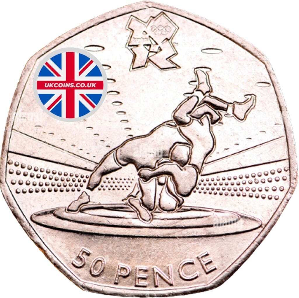 Olympic Wrestling 50p Coin Olympic Wrestling 50p Coin