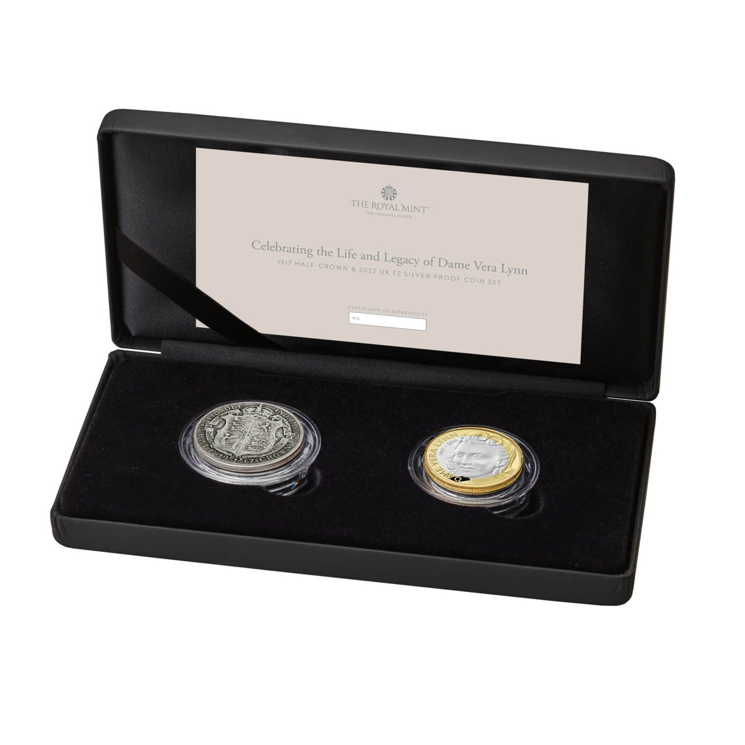 Dame Vera Lynn 1917 Half Crown and 2022 UK £2 Silver Proof