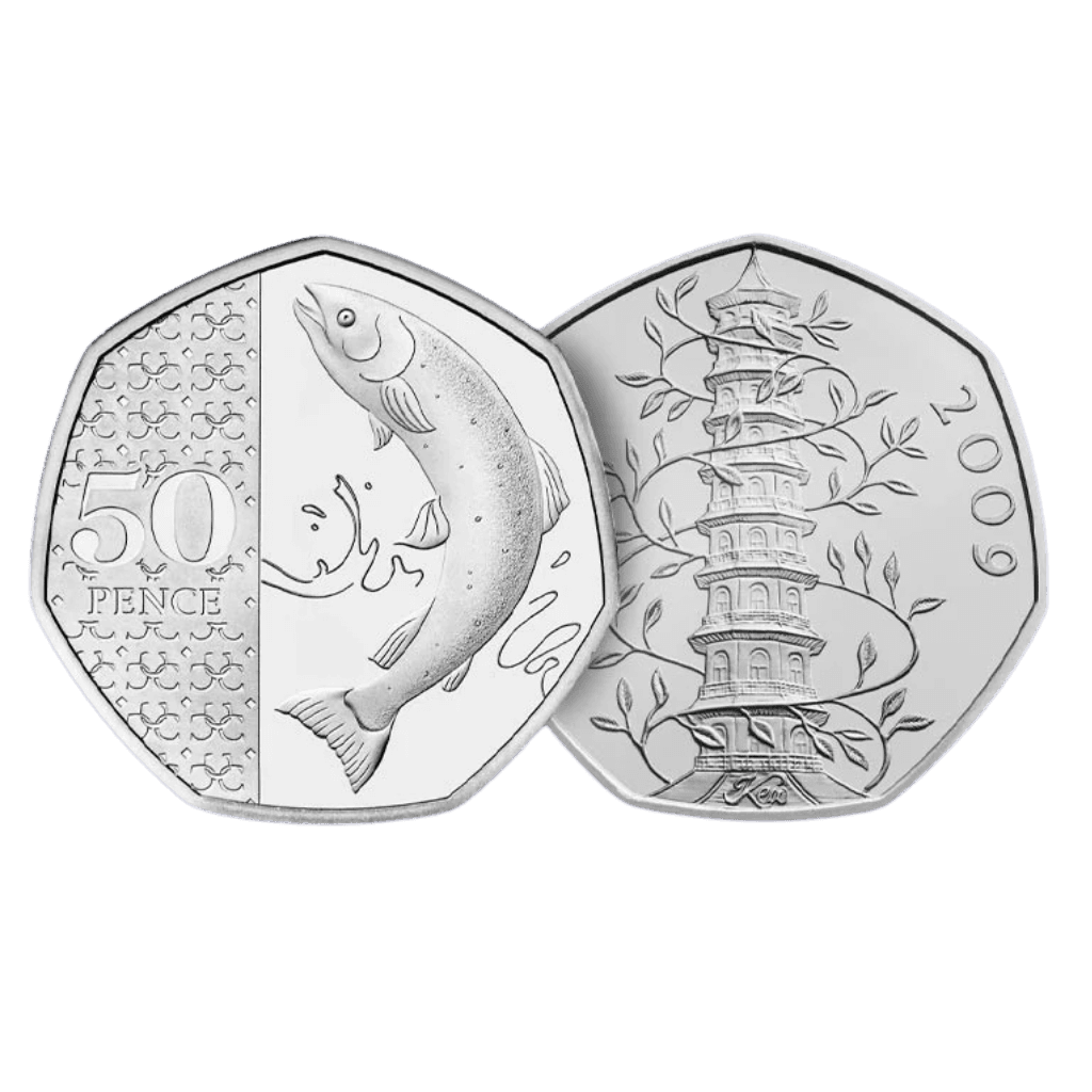 Salmon Fifty Pence Coin 2 Rarest Fifty Pence Coin