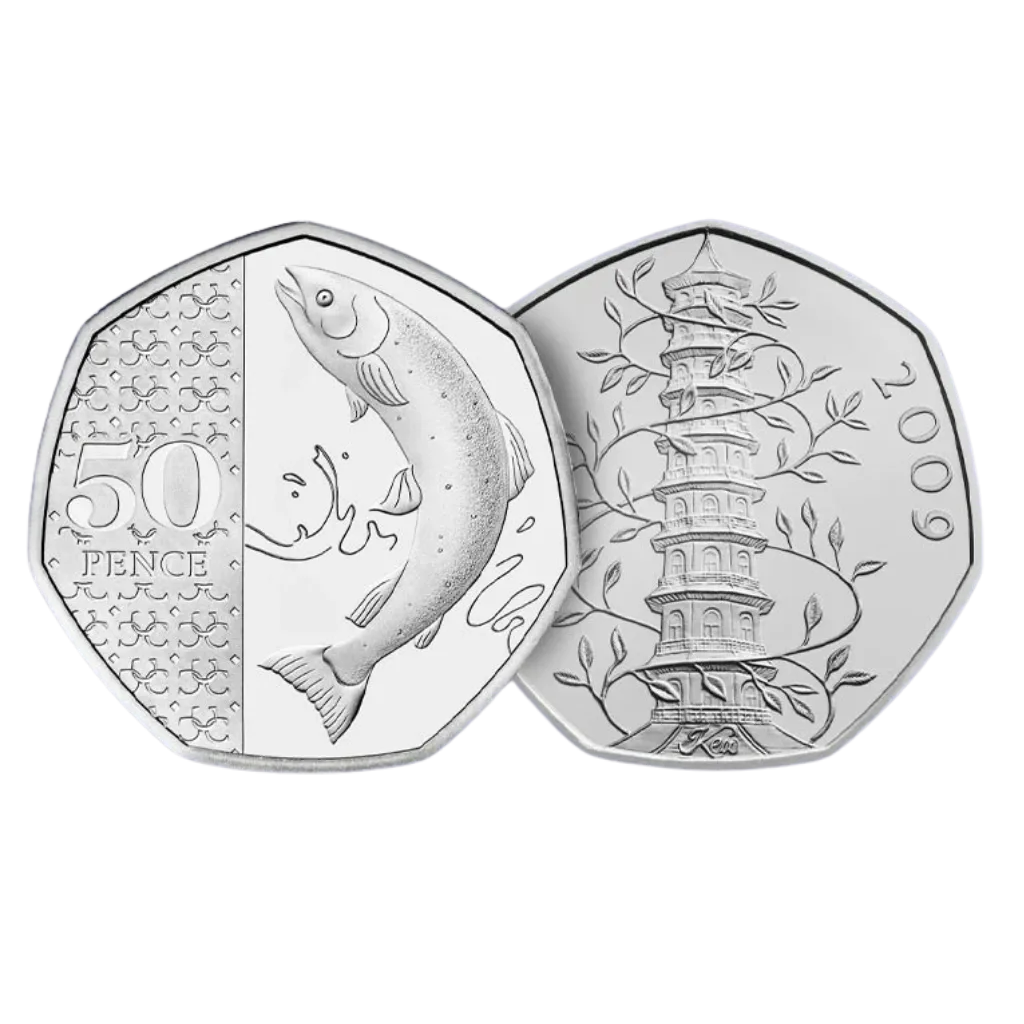 Salmon Fifty Pence Coin 2 Rarest Fifty Pence Coin