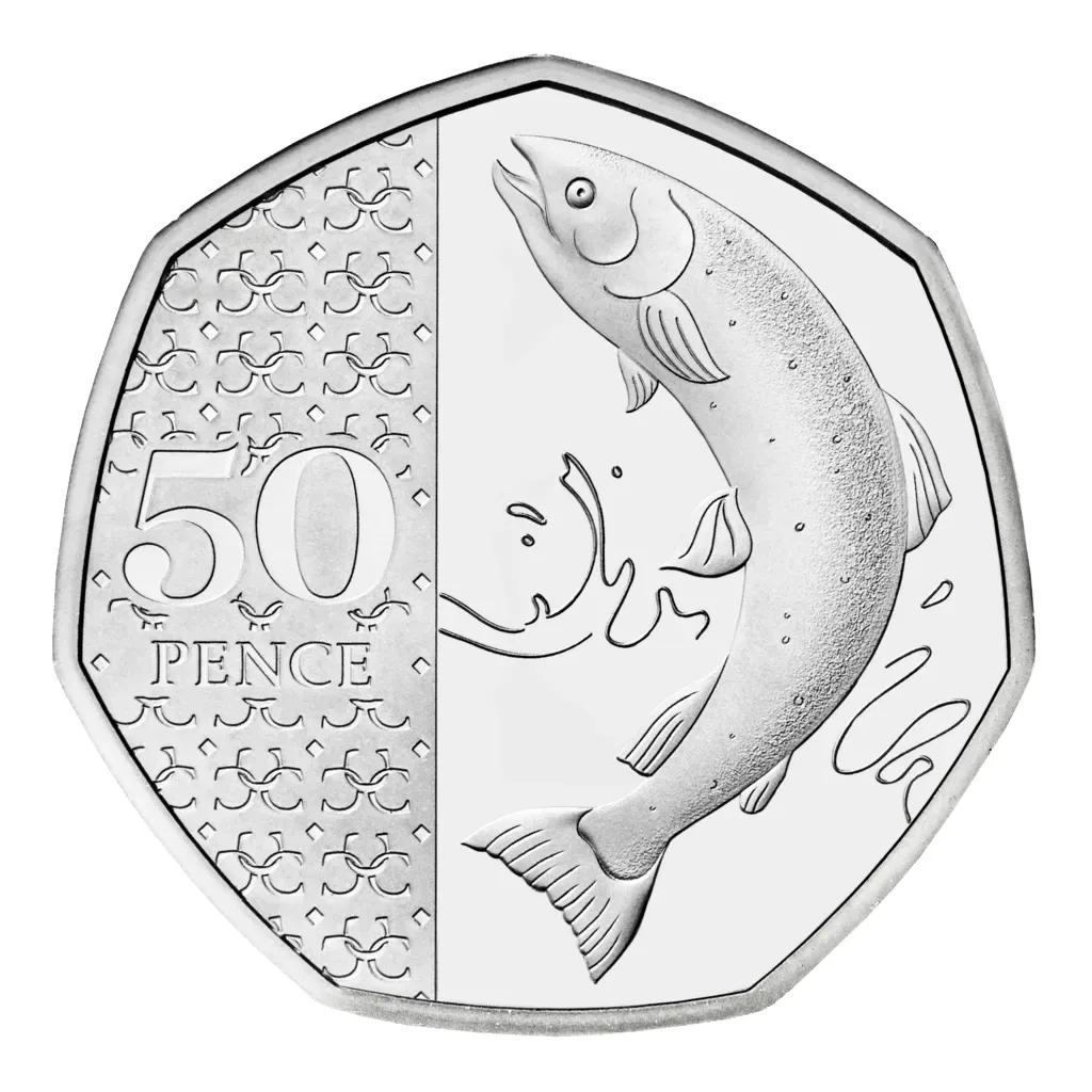 Salmon Fifty Pence Coin 3 Salmon Fifty Pence Coin