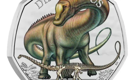 Diplodocus 50p 5 Diplodocus 50p Brilliant Uncirculated Colour Cin